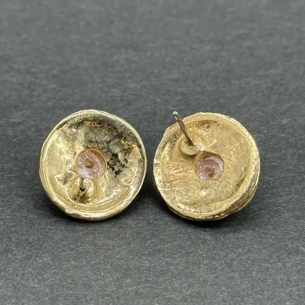 Vintage Gold-Tone Costume Earring Lot Red Rhinestone Hat Faux Pearl Enamel